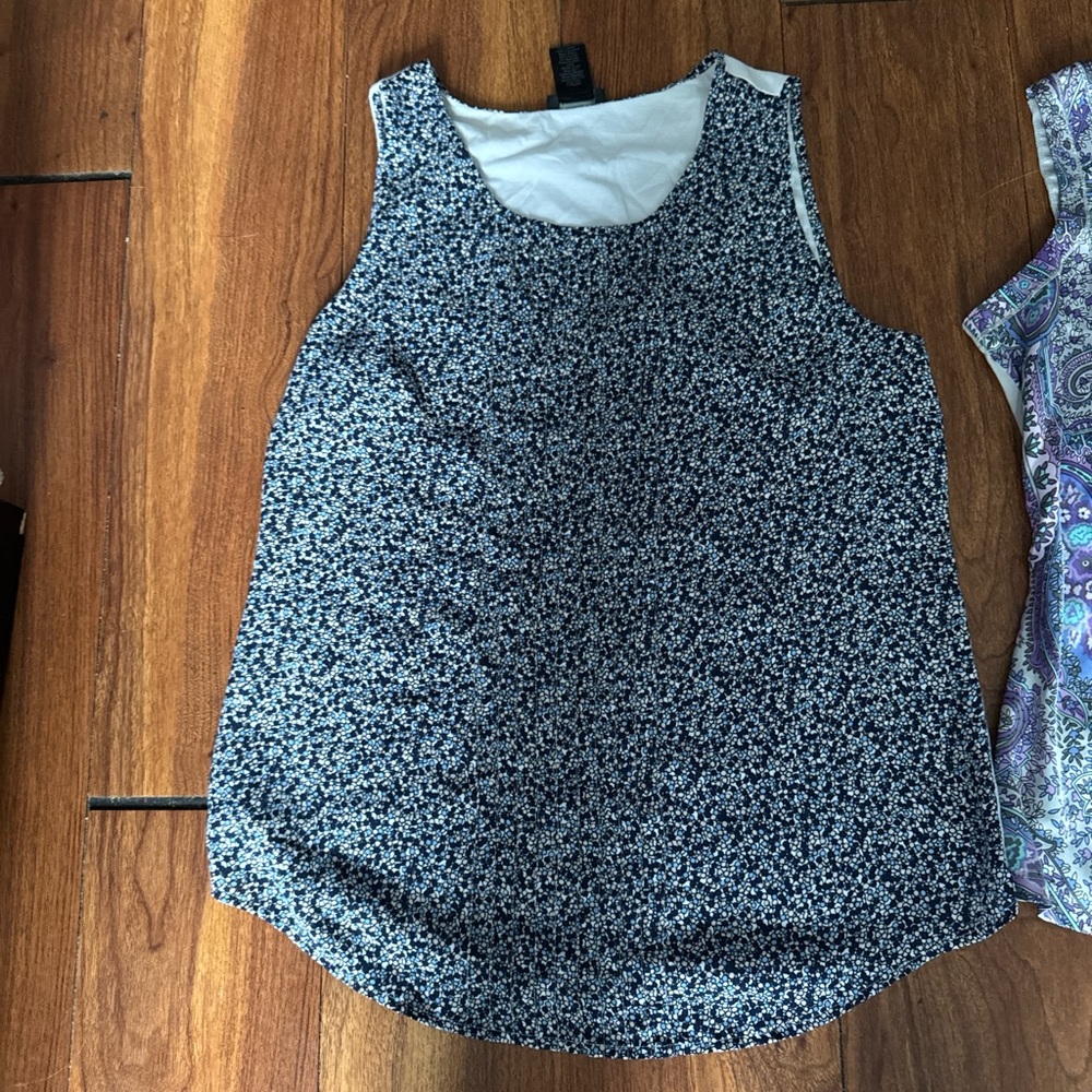Ann Taylor Black and White Floral Tank Top